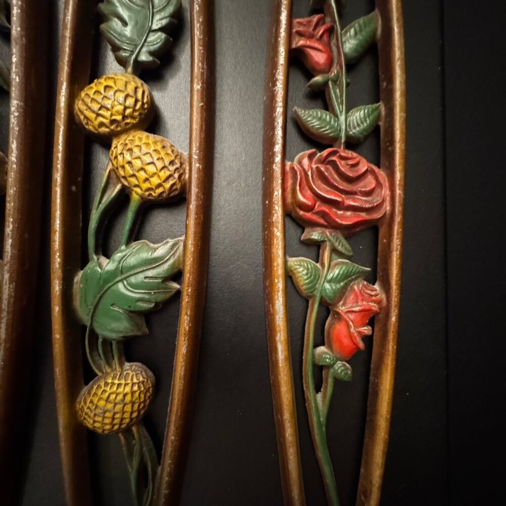 Set of 4 Vintage Sexton MCM Metal 4 Seasons Floral Wall Hanging Decor 27" Long - Picture 4 of 16